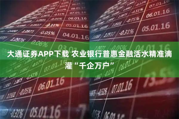 大通证券APP下载 农业银行普惠金融活水精准滴灌“千企万户”