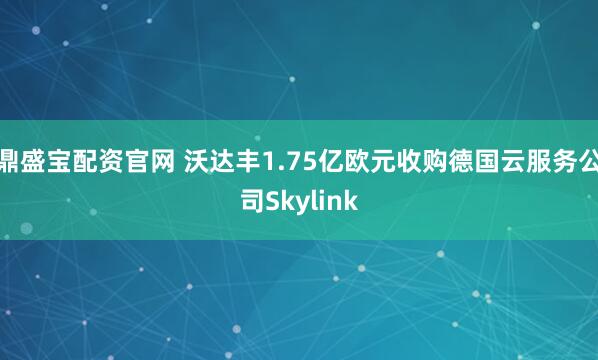 鼎盛宝配资官网 沃达丰1.75亿欧元收购德国云服务公司Skylink