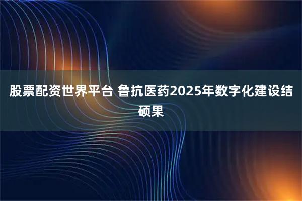 股票配资世界平台 鲁抗医药2025年数字化建设结硕果
