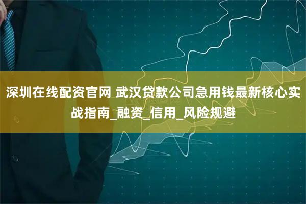 深圳在线配资官网 武汉贷款公司急用钱最新核心实战指南_融资_信用_风险规避
