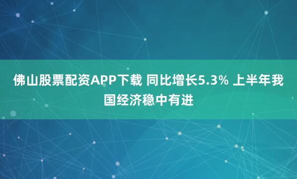 佛山股票配资APP下载 同比增长5.3% 上半年我国经济稳中有进
